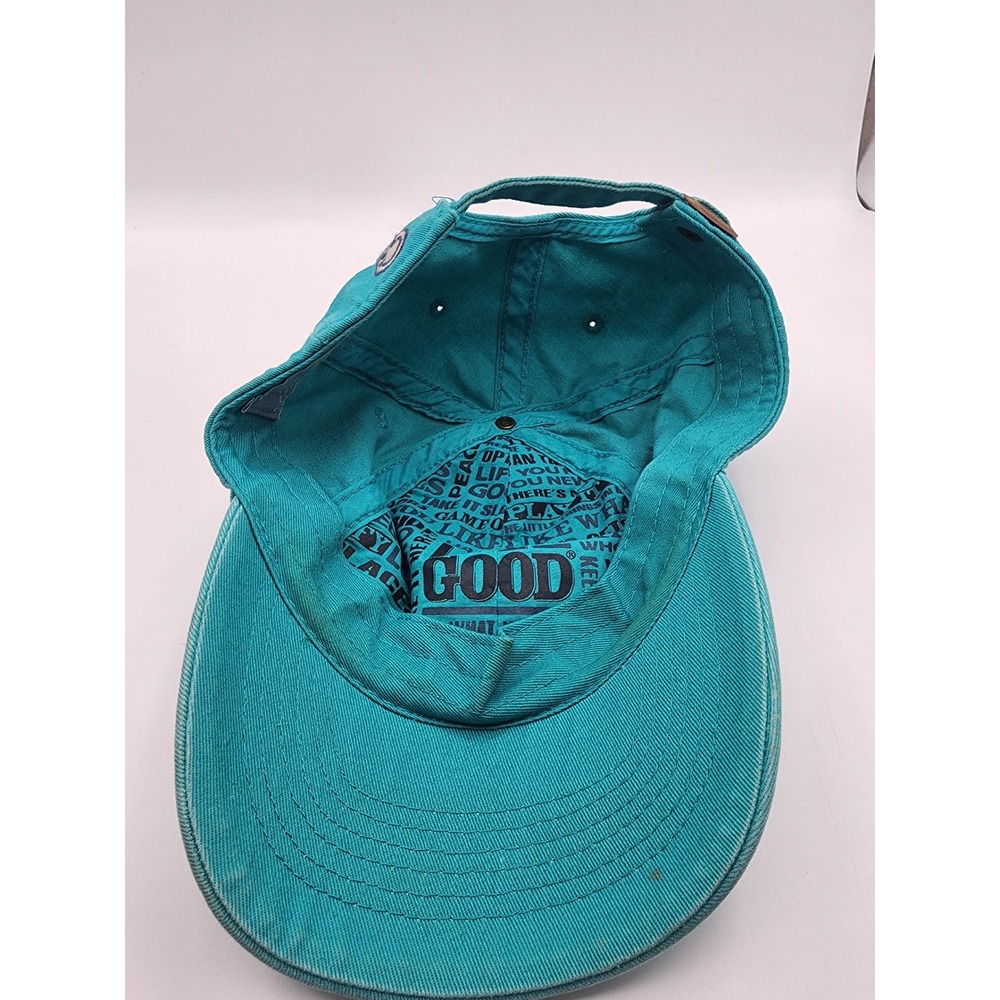 Life is Good Happy Camper Teal Blue Embroidered Relaxed Hat One Size - Picture 5 of 5